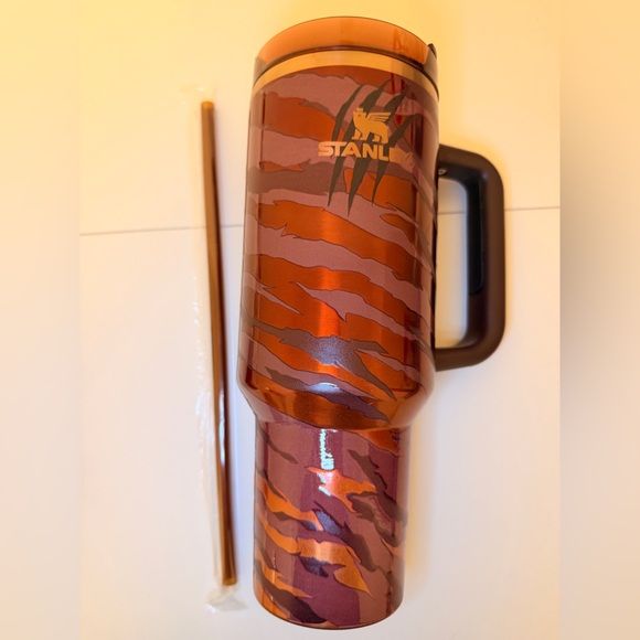 TAYLA STANLEY Orange and Brown Tiger Pattern Tumbler